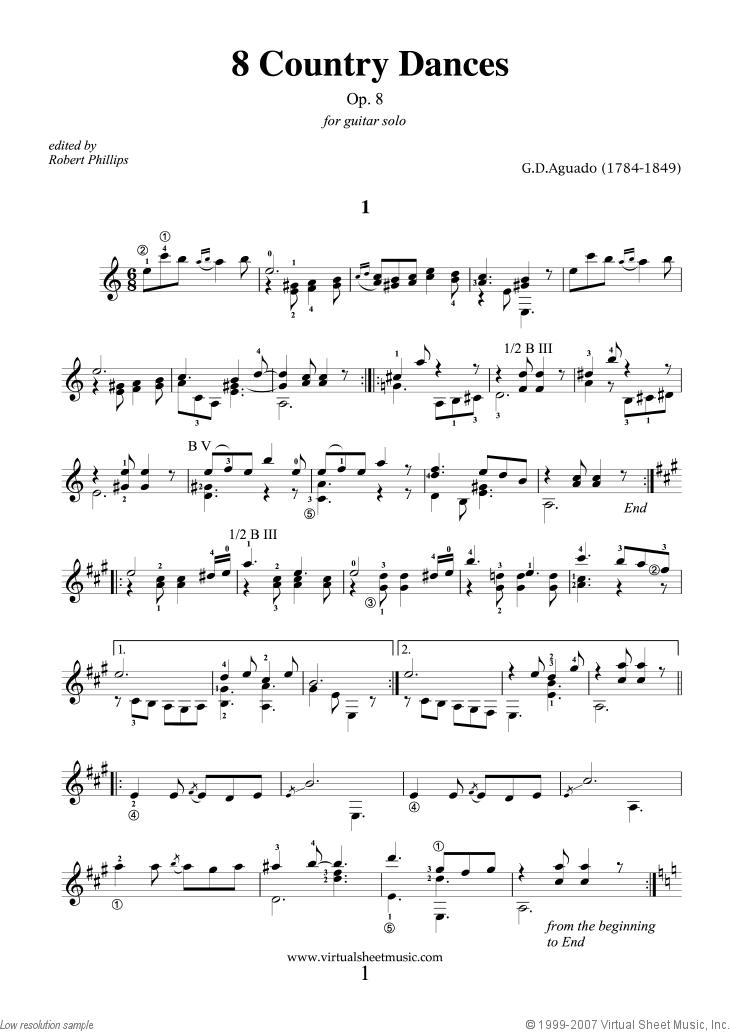 Country Dances, 8 - Op.8