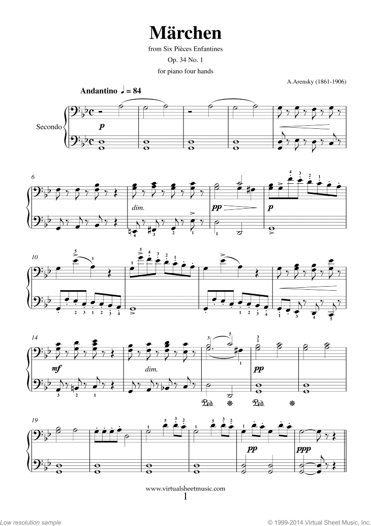 Six Pieces Enfantines Op.34 No. 1 - Marchen