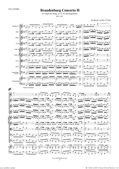 Brandenburg Concerto II (f.score)