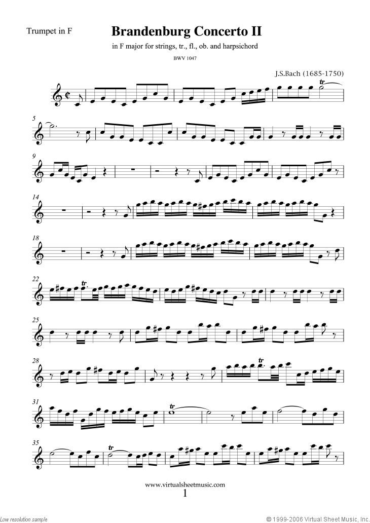 Brandenburg Concerto II (parts)