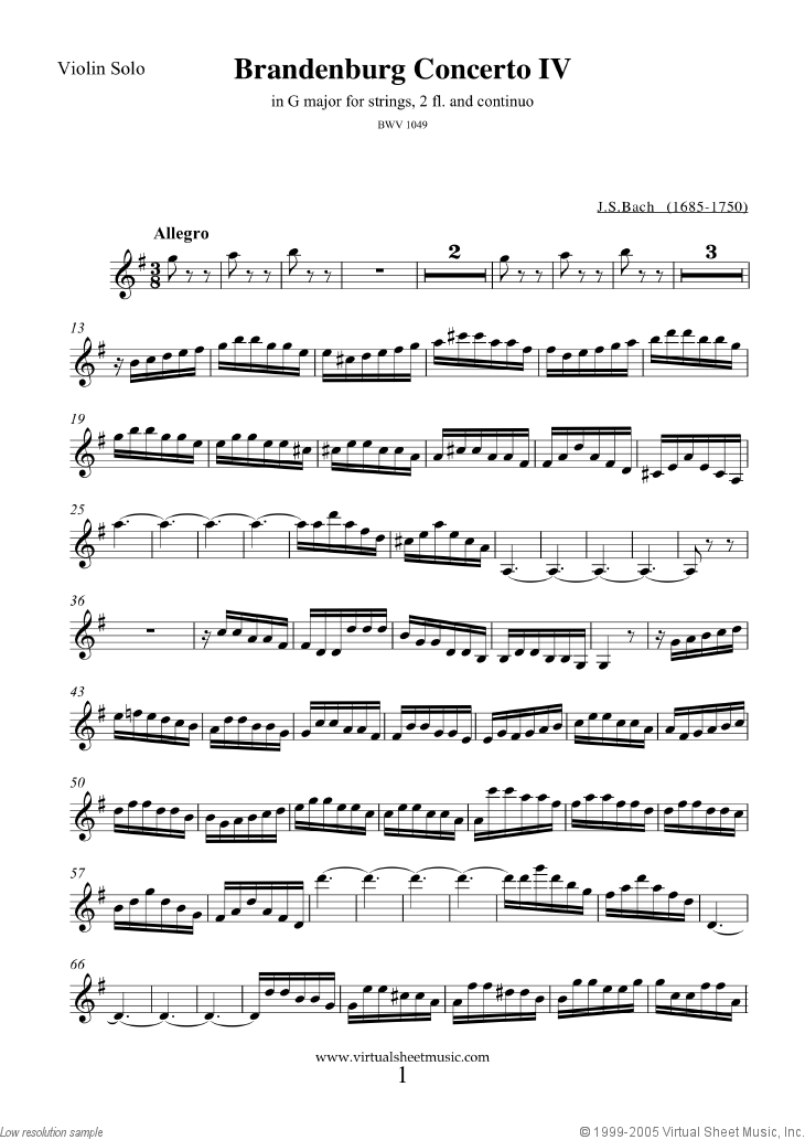 Brandenburg Concerto IV (parts)