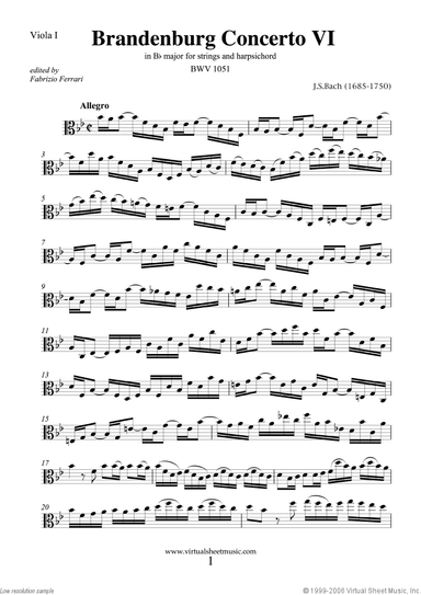 Brandenburg Concerto VI (parts)