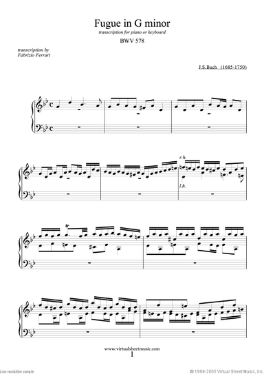 Fugue in G minor BWV 578