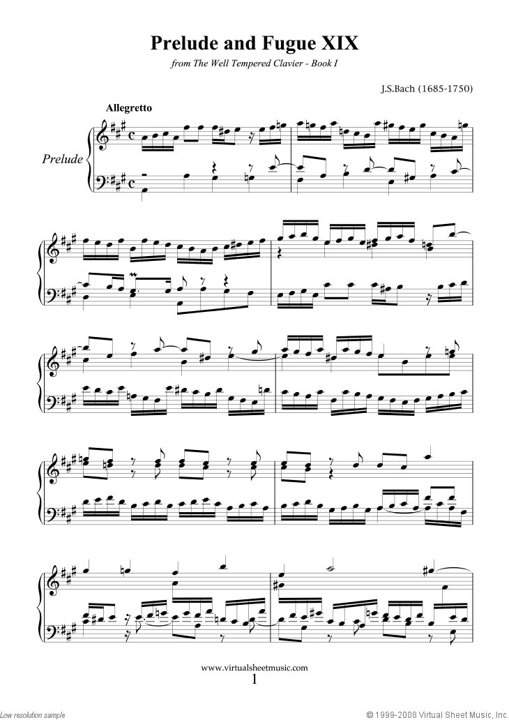 Prelude and Fugue XIX - Book I