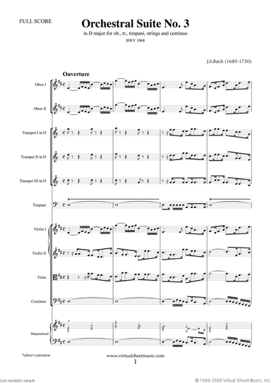 Orchestral Suite No.3 BWV 1068 (f.score)