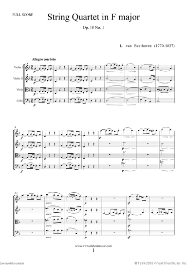 Quartet Op.18 No.1 in F major (f.score)