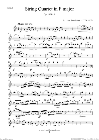 Quartet Op.18 No.1 in F major (parts)