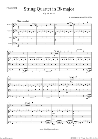 Quartet Op.18 No.6 in B major (f.score)