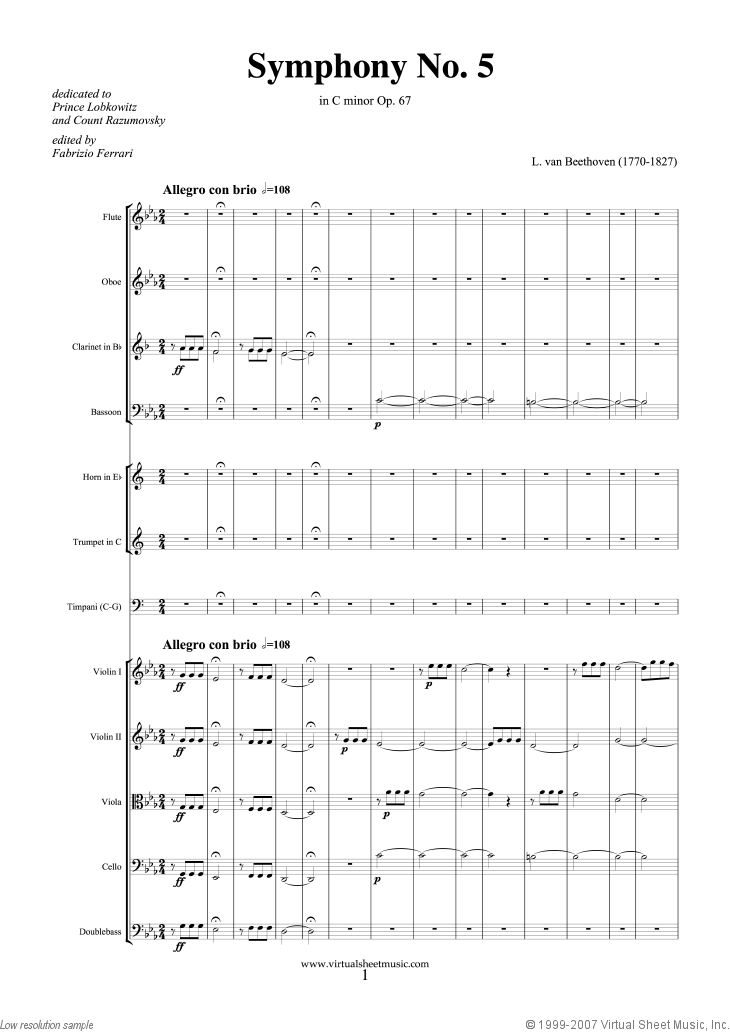 Symphony No.5 in C minor Op.67 (f.score)
