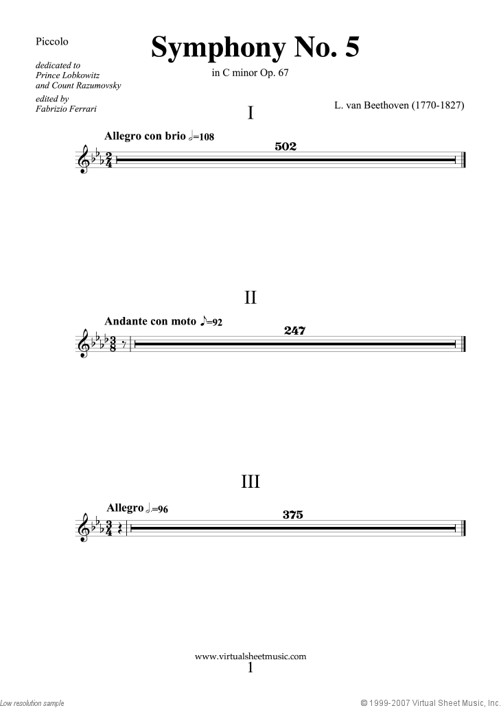 Symphony No.5 in C minor Op.67 (parts)