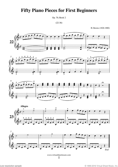 Fifty Piano Pieces for First Beginners Op.70, Book II