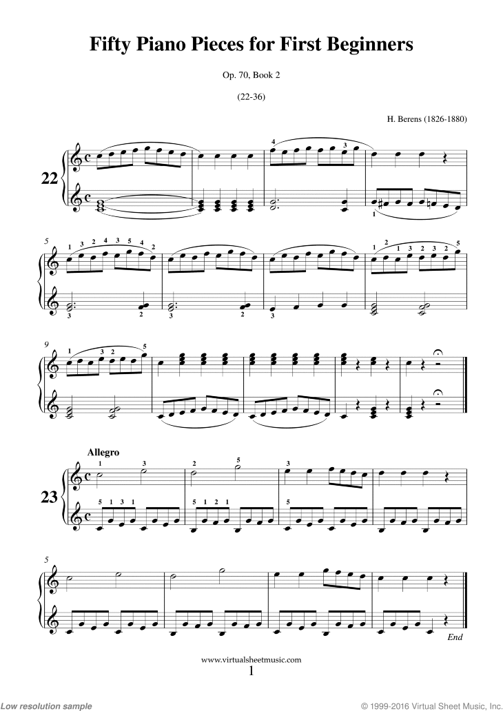 Fifty Piano Pieces for First Beginners Op.70, Book II