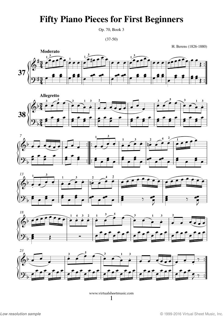 Fifty Piano Pieces for First Beginners Op.70, Book III