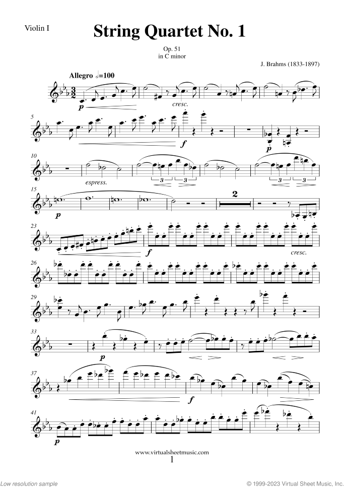 String Quartet Op. 51 No. 1 (parts)