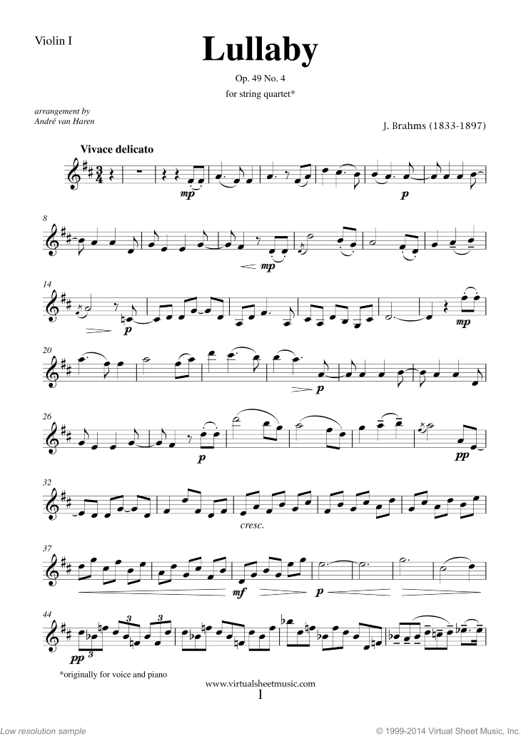 Lullaby Op. 49 No. 4 (parts)