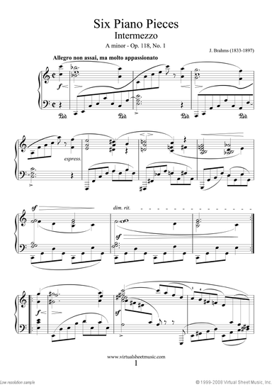 Six Piano Pieces (Intermezzos) Op.118