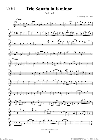 Trio Sonata in E minor Op.1 No.2 (parts)