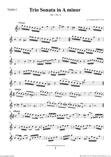Trio Sonata in A minor Op.1 No.4 (parts)