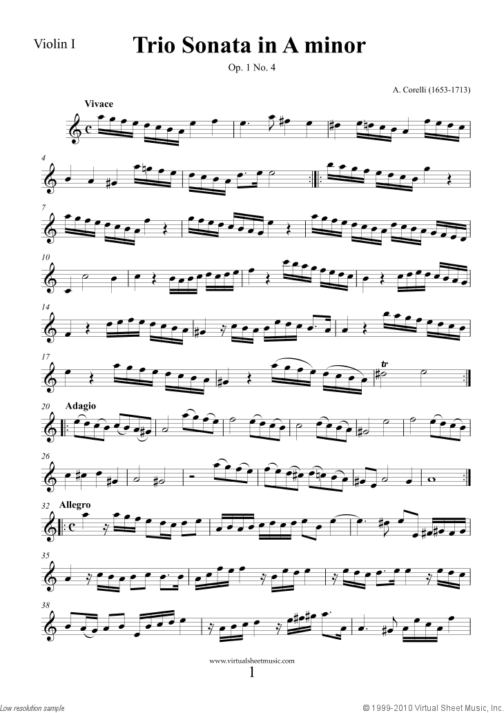 Trio Sonata in A minor Op.1 No.4 (parts)