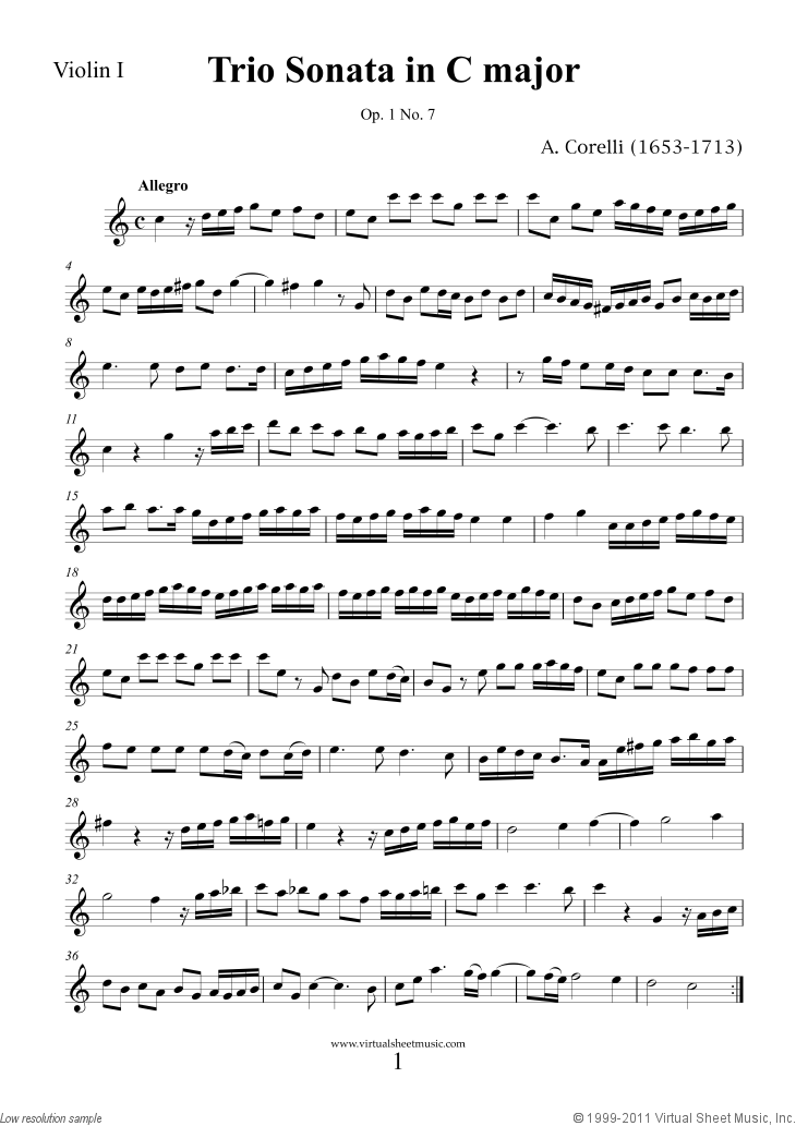 Trio Sonata in C major Op.1 No.7 (parts)
