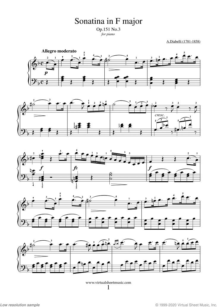 Sonatina in F major Op.151 No.3