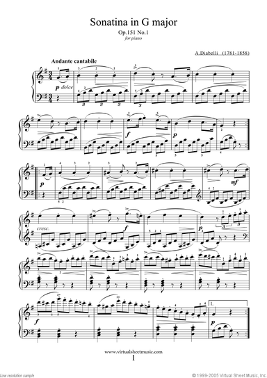 Sonatina in G major Op.151 No.1
