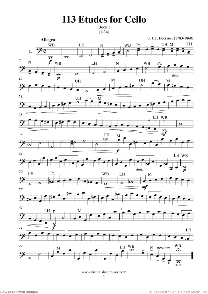 Etudes for Cello, 123 Etudes (Book I)