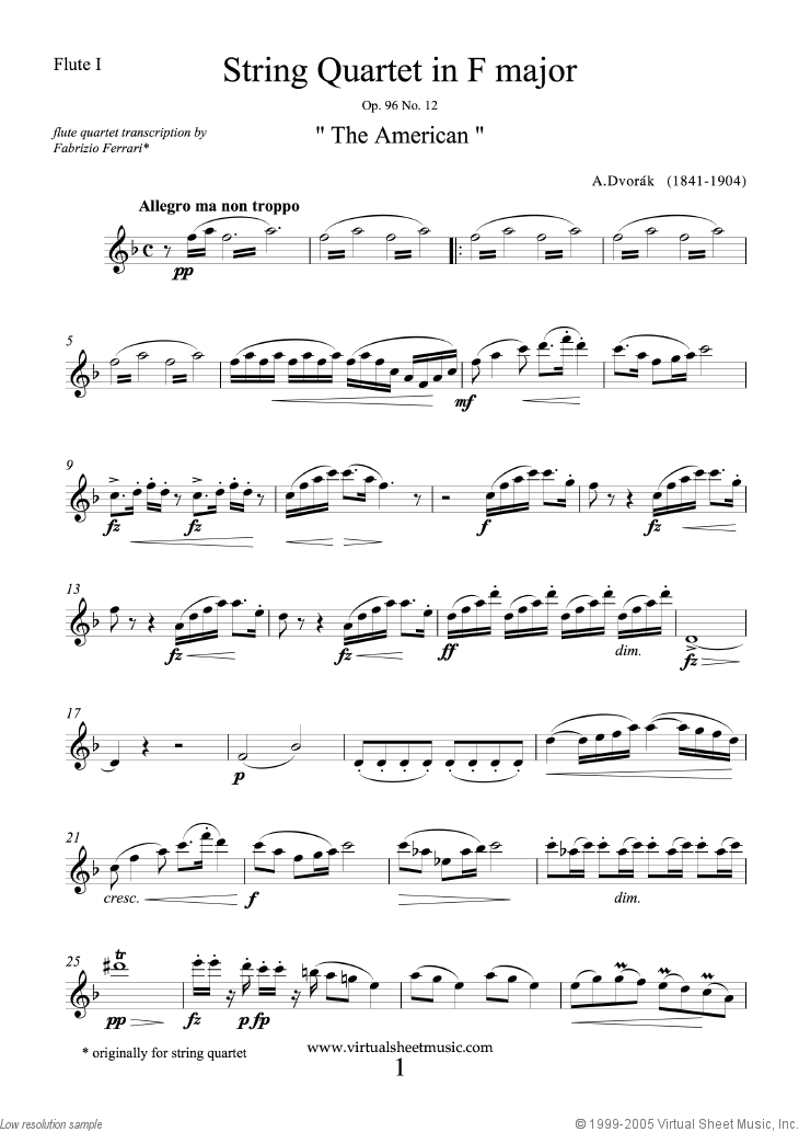 Quartet Op.96 No.12 &quot;The American&quot; (parts)