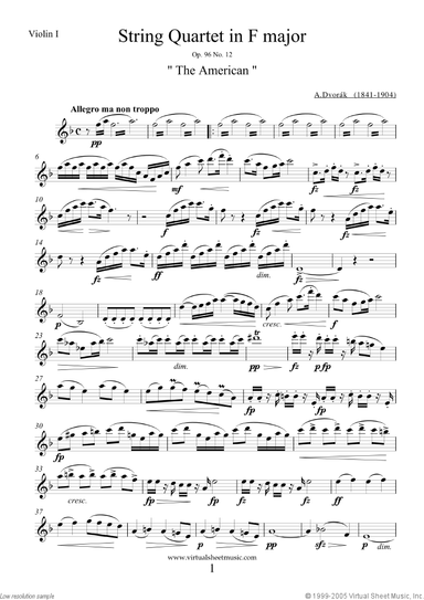 Quartet Op.96 No.12 &#34;The American&#34; (parts)