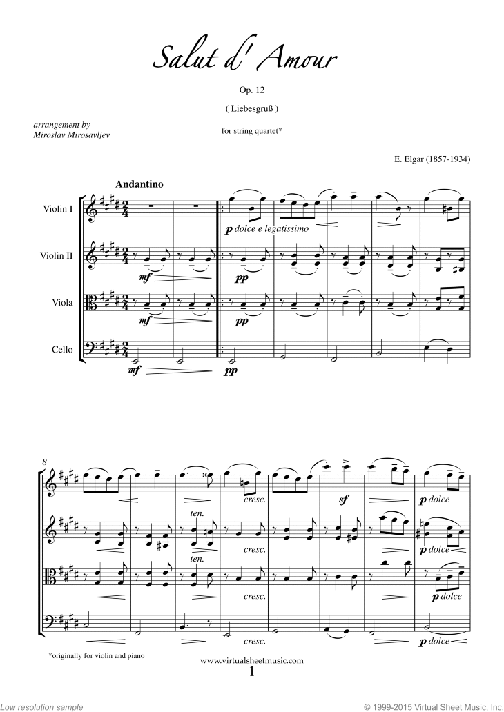 Salut d' Amour Op.12 (f.score)