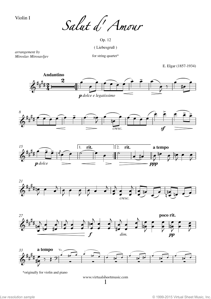 Salut d' Amour Op.12 (parts)