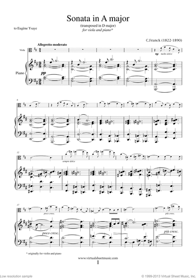 Sonata in A major (transposed in D major)