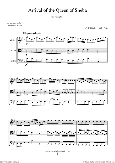 Arrival of the Queen of Sheba (f.score)