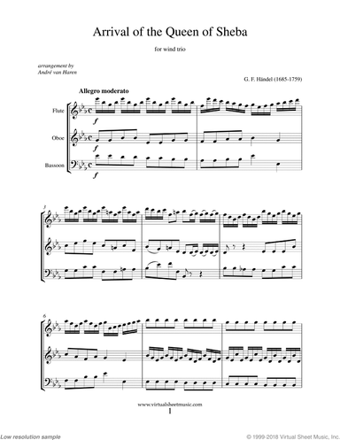 Arrival of the Queen of Sheba (f.score)