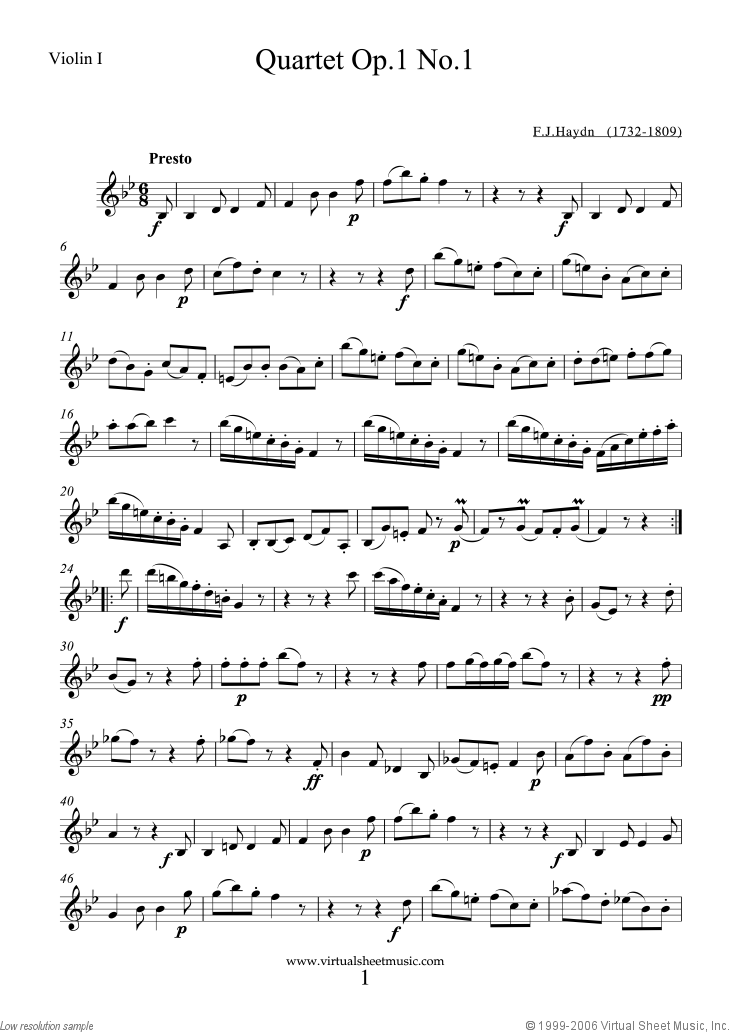 String Quartets Op.1 No.1-6 (parts)