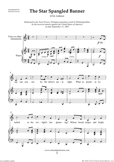 The Star Spangled Banner (in C) - USA Anthem