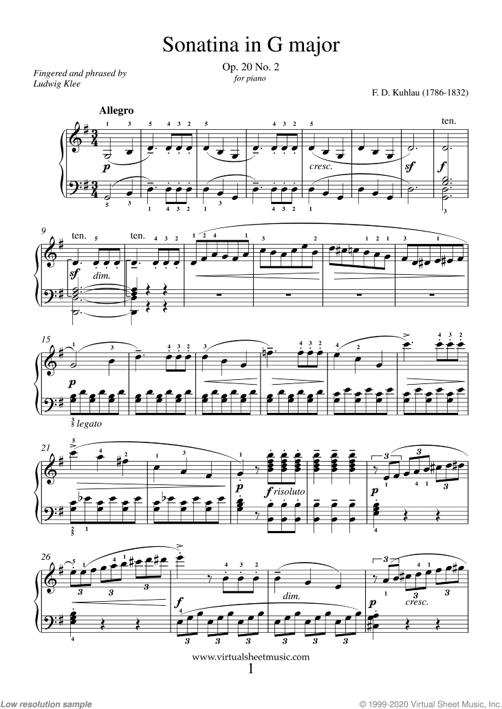 Sonatina in G major Op.20 No.2