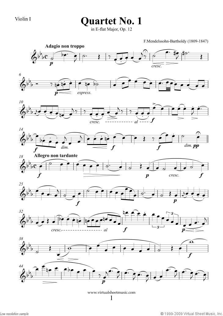 Quartet No. 1 Op. 12 (parts)
