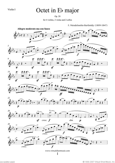 Octet in Eb major Op. 20 (parts)