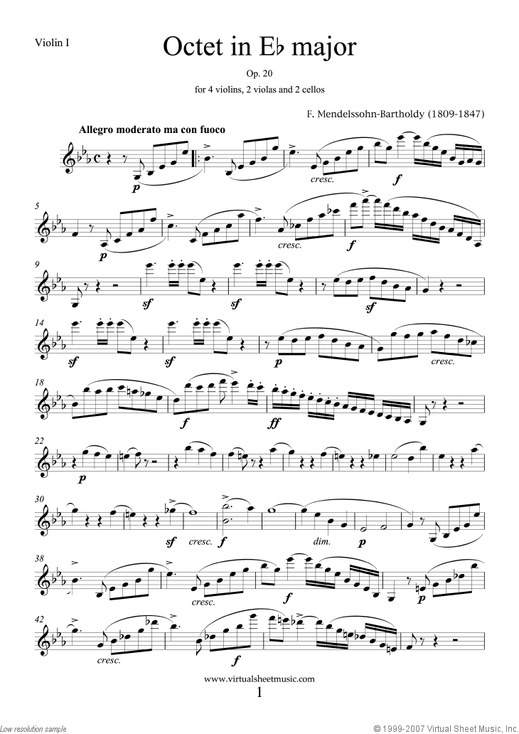 Octet in Eb major Op. 20 (parts)