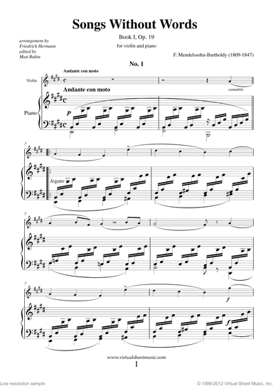 Songs Without Words Op. 19, Book I