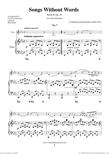 Songs Without Words Op. 19, Book II