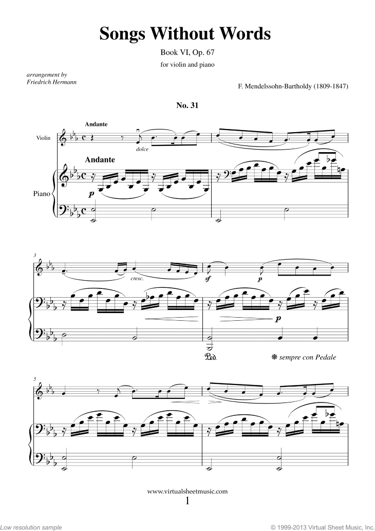 Songs Without Words Op. 26, Book VI