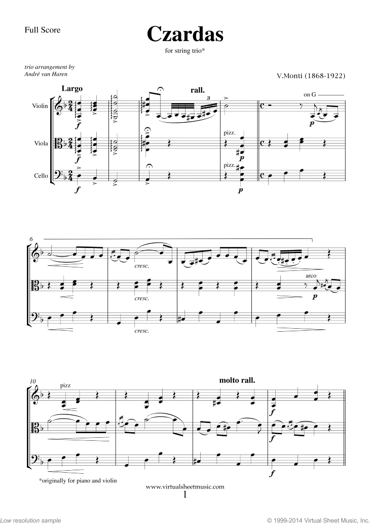Czardas, easy gypsy airs (f.score)