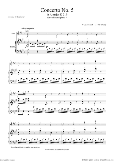 Concerto No. 5 in A major K219