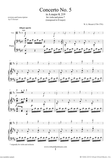 Concerto No. 5 in A major K219
