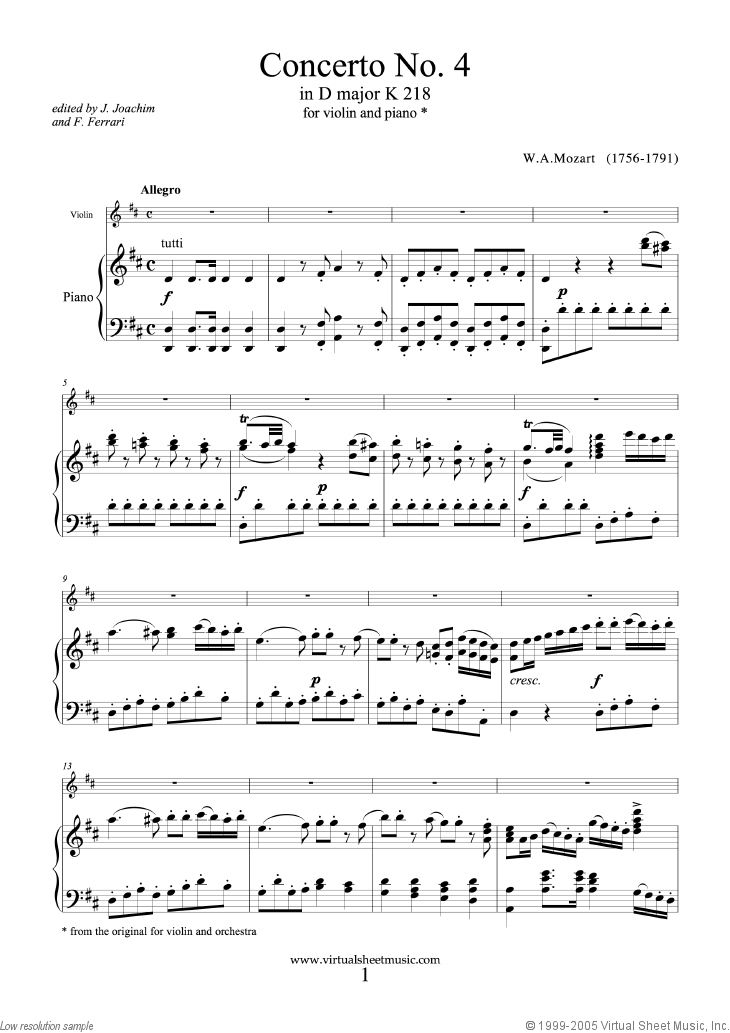 Concerto No. 4 in D major K218