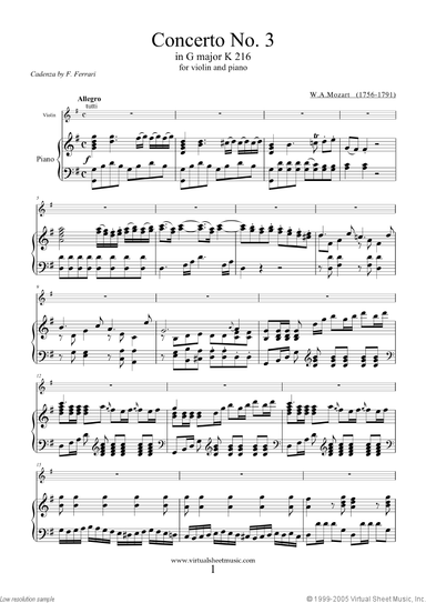 Concerto No. 3 in G major K216