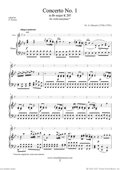 Concerto No. 1 in Bb major K207