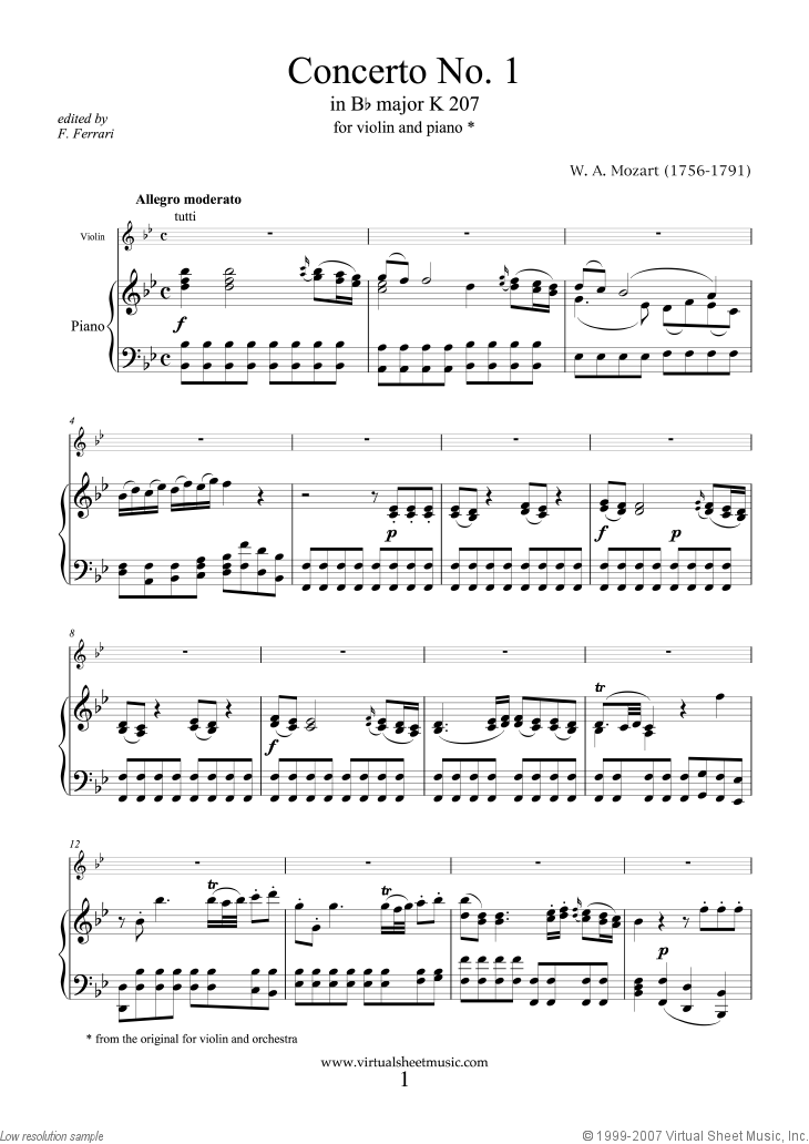 Concerto No. 1 in Bb major K207
